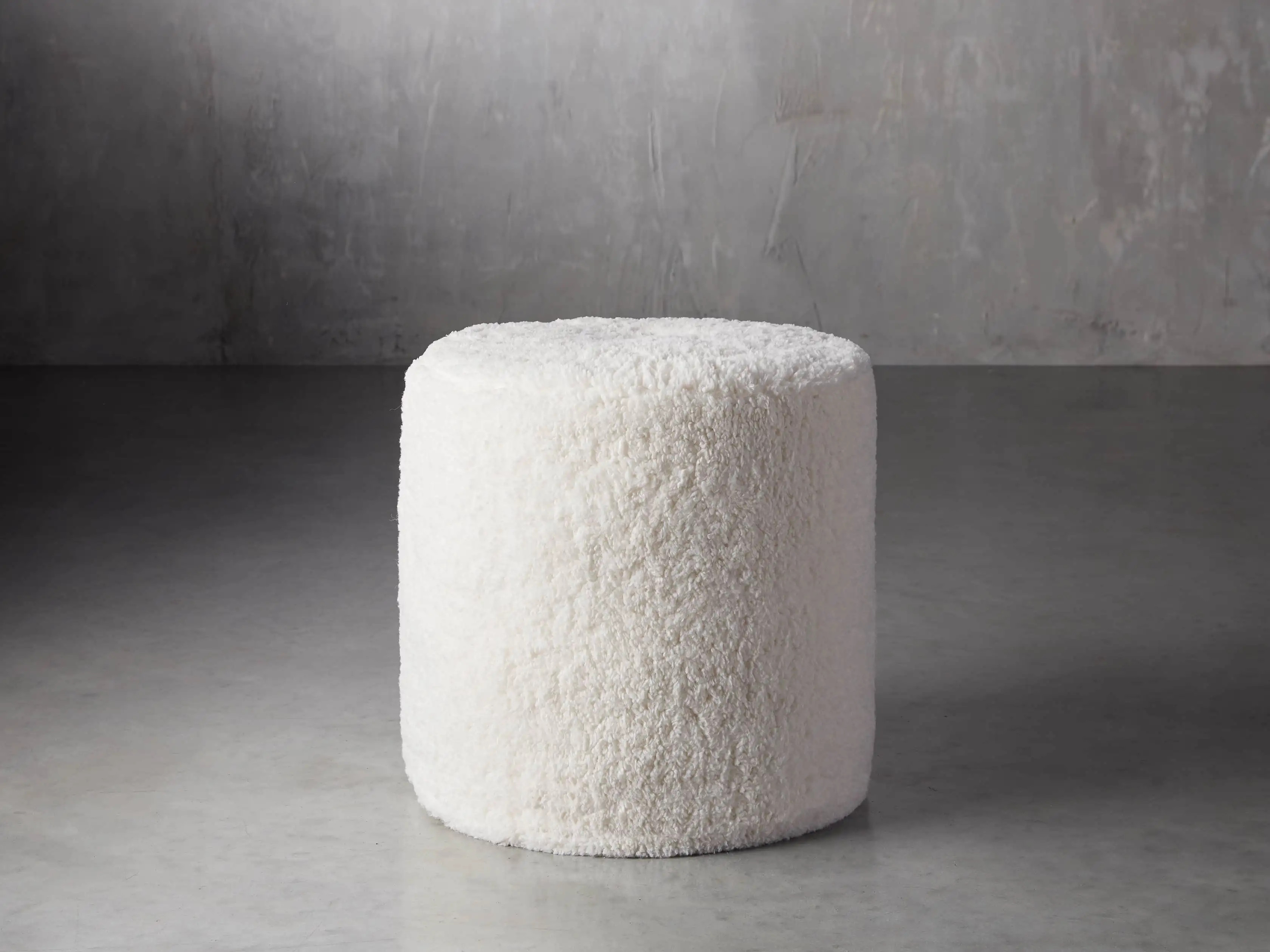 Faux Sheepskin Ivory Pouf | Arhaus