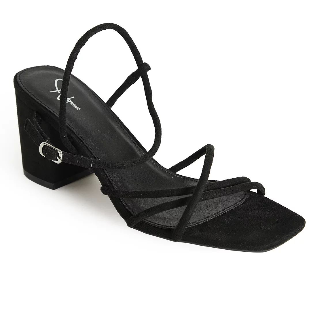 J. Adams Camila Block Heeled Strappy Sandals for Women - Black Suede - 10 | Walmart (US)