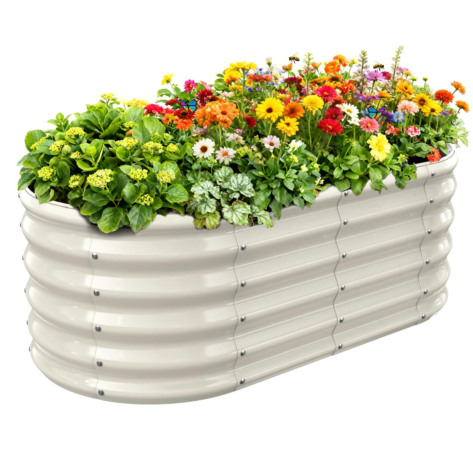 YSEJOMP 17" Tall Outdoor Garden Raised Garden Bed Kits, 4ft X 2ft Oval,0.8MM Thick Metal Raised P... | Amazon (US)