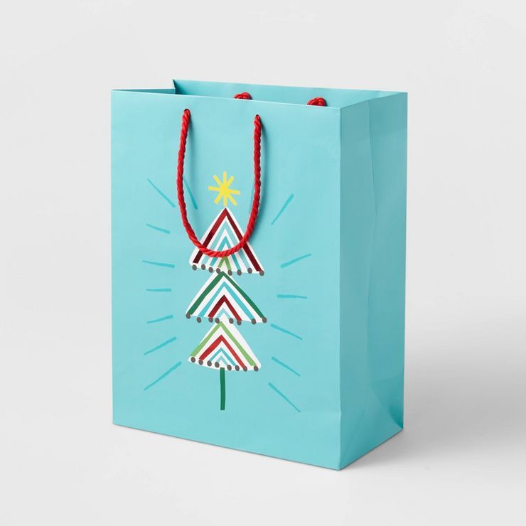 Large Cub Christmas Tree Gift Bag Aqua Blue - Wondershop™ | Target