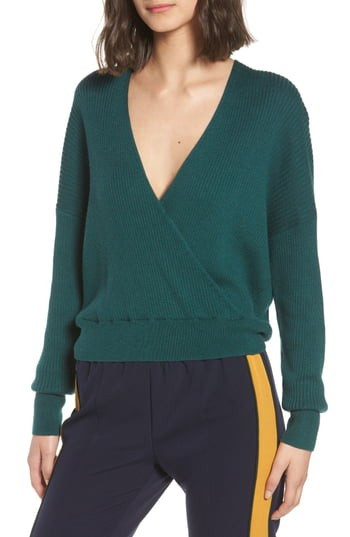 Women's Leith Rib Wrap Sweater, Size XX-Small - Green | Nordstrom