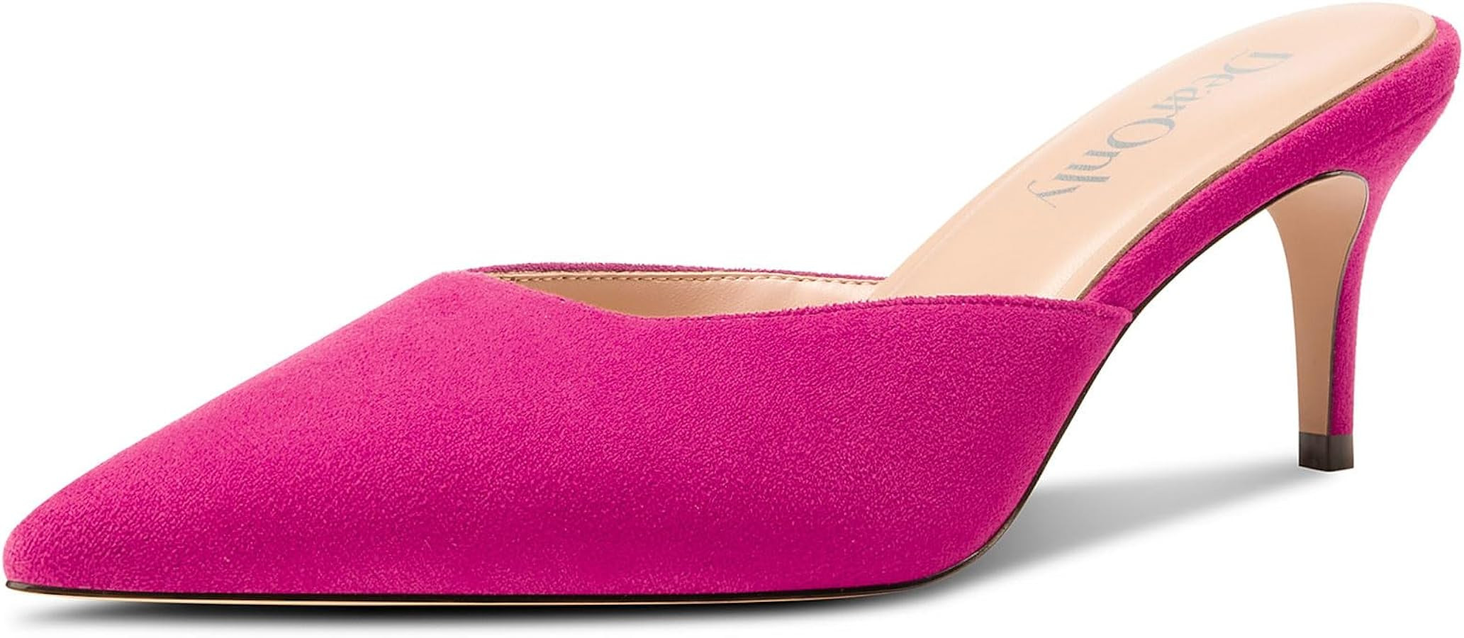 DearOnly Womens Pointed Toe Kitten Heel Mules Slip-on Stiletto Mid Heel Sandals Prom Dress Shoes ... | Amazon (US)