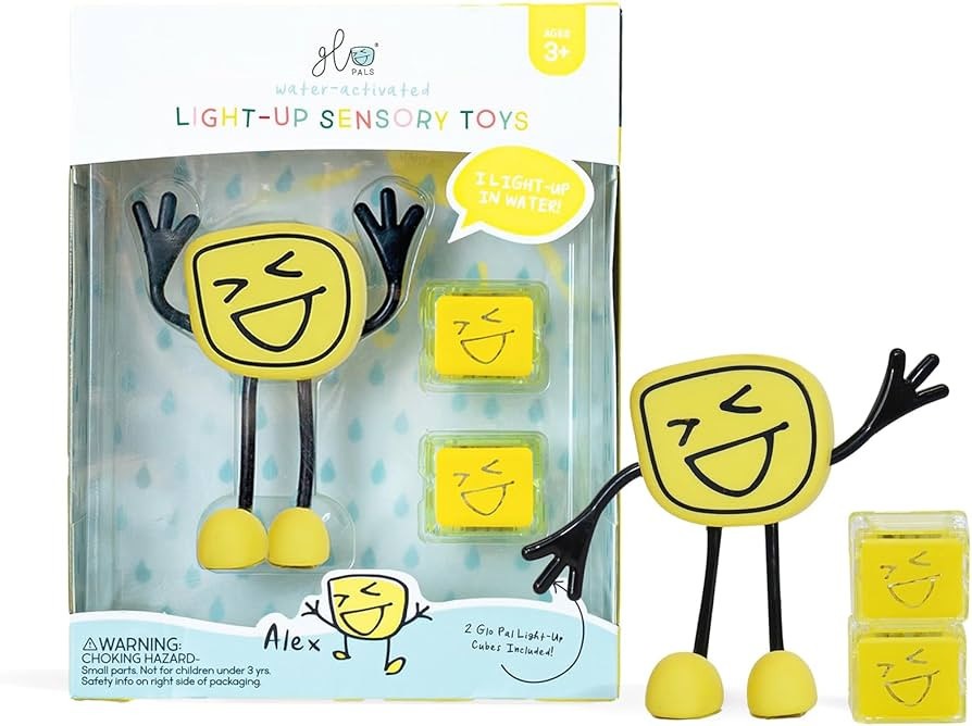Glo Pals Original Alex Yellow Pal Water-Activated Bath Toy with 2 Reusable Light-Up Cubes for Sen... | Amazon (US)