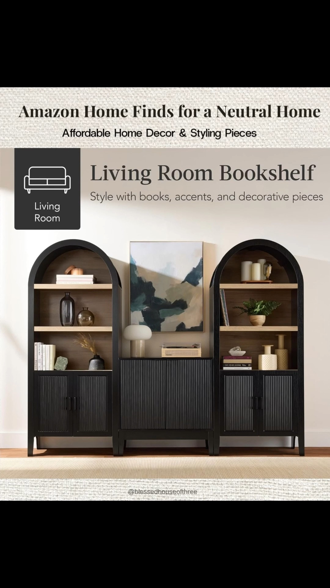 Affordable neutral Amazon home finds that are perfect for styling shelves, coffee tables, and small spaces. I rounded up some of my favorite decor pieces including a scalloped marble tray, brass drink table, floral wicker lamp, art prints, and a beautiful neutral wreath. These affordable Amazon decor finds are perfect for creating a warm, layered home with neutral textures and timeless pieces. The arch black cabinet that works in dining rooms, living rooms, or office. Follow me on LTK for daily fashion, home decor, and Amazon finds.

#LTKHome #LTKSeasonal #LTKSaleAlert