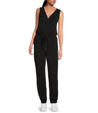 Skies Are Blue Brushed Modal V Neck Sleeveless High Waisted Elastic Waist Jumpsuit | Dillard's | Dillard's
