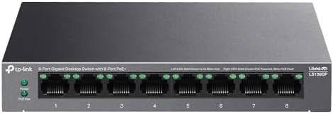 TP-Link LS108GP | 8 Port PoE Gigabit Ethernet Switch | 8 PoE+ Port @ 62W | Plug & Play | Extend M... | Amazon (US)