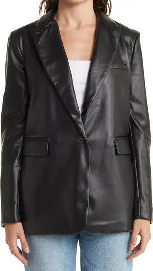 Sebby Faux Leather One Button Peak Lapel Blazer | Nordstromrack | Nordstrom Rack