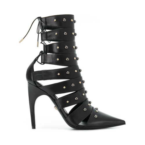 Versace Bota de couro com tachas - Preto | FarFetch BR
