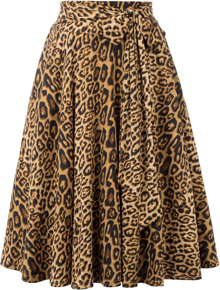 Belle Poque Women's High Waist A-Line Pockets Skirt Skater Flared Midi Skirt | Amazon (US)