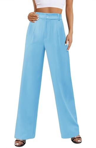 onlypuff Womens Trousers Women Pants for Work Trousers Women Ladies Dress Slacks Navy Blue Work Pants Women Work Outfits for Women Tranquil Blue L | Amazon (US)