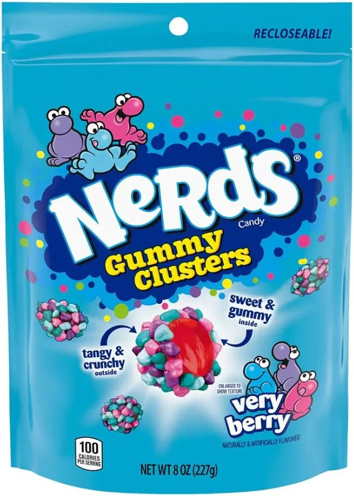 Nerds Gummy Clusters Candy, Very Berry, Resealable 8 Ounce Bag | Amazon (US)