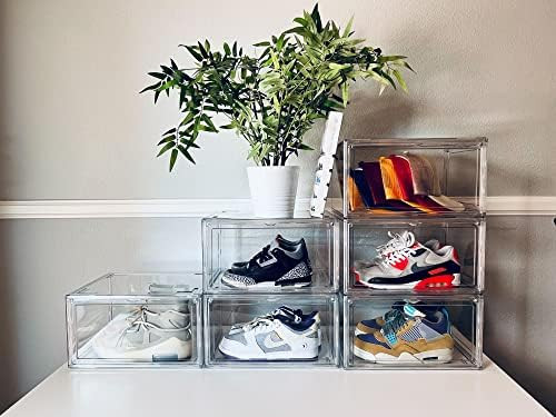 BETTER EVERY DAY Drop Front Shoe Box, set of 4, Stackable Shoe Box with Two Clear Doors, As Shoe Sto | Amazon (US)