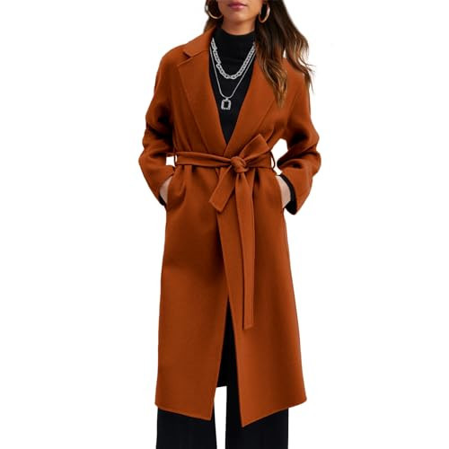 Duyang Women's Wool Blend Coat Oversized Long Winter Dress Coats for Women Thicken Warm Pea Coat Jackets Outerwear 2024(Brown,XL) | Amazon (US)