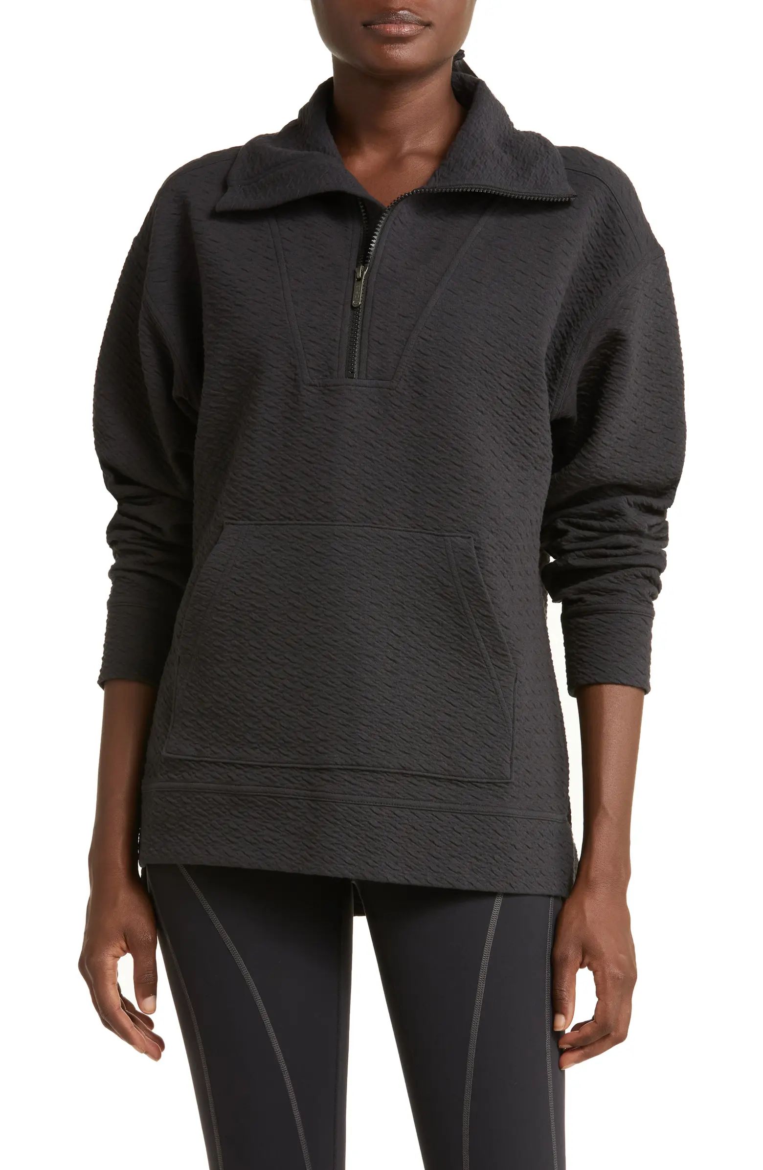 Oversize Textured Half Zip Sweatshirt | Nordstrom