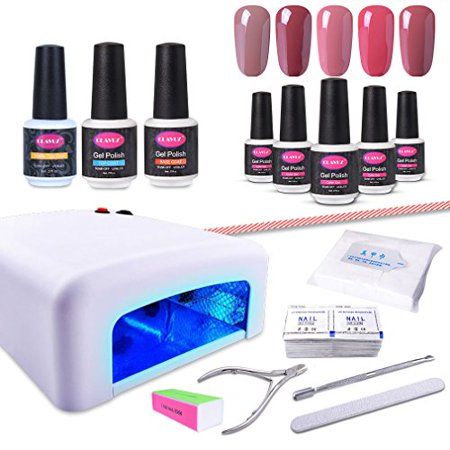 CLAVUZ Gel Nail Polish Kit with UV Light 15PCS Soak Off Base and Top Coat Nail Polish Manicure Pedic | Walmart (US)