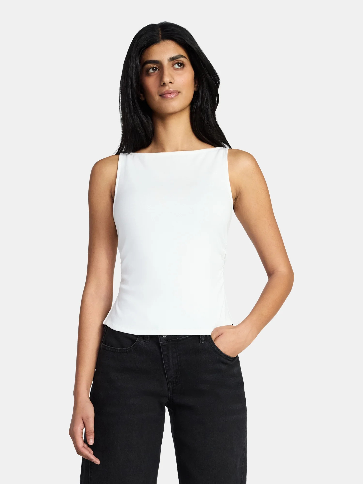 Madden NYC Women's Sleeveless Ruched Tank Top, Sizes XXS-XXL | Walmart (US)