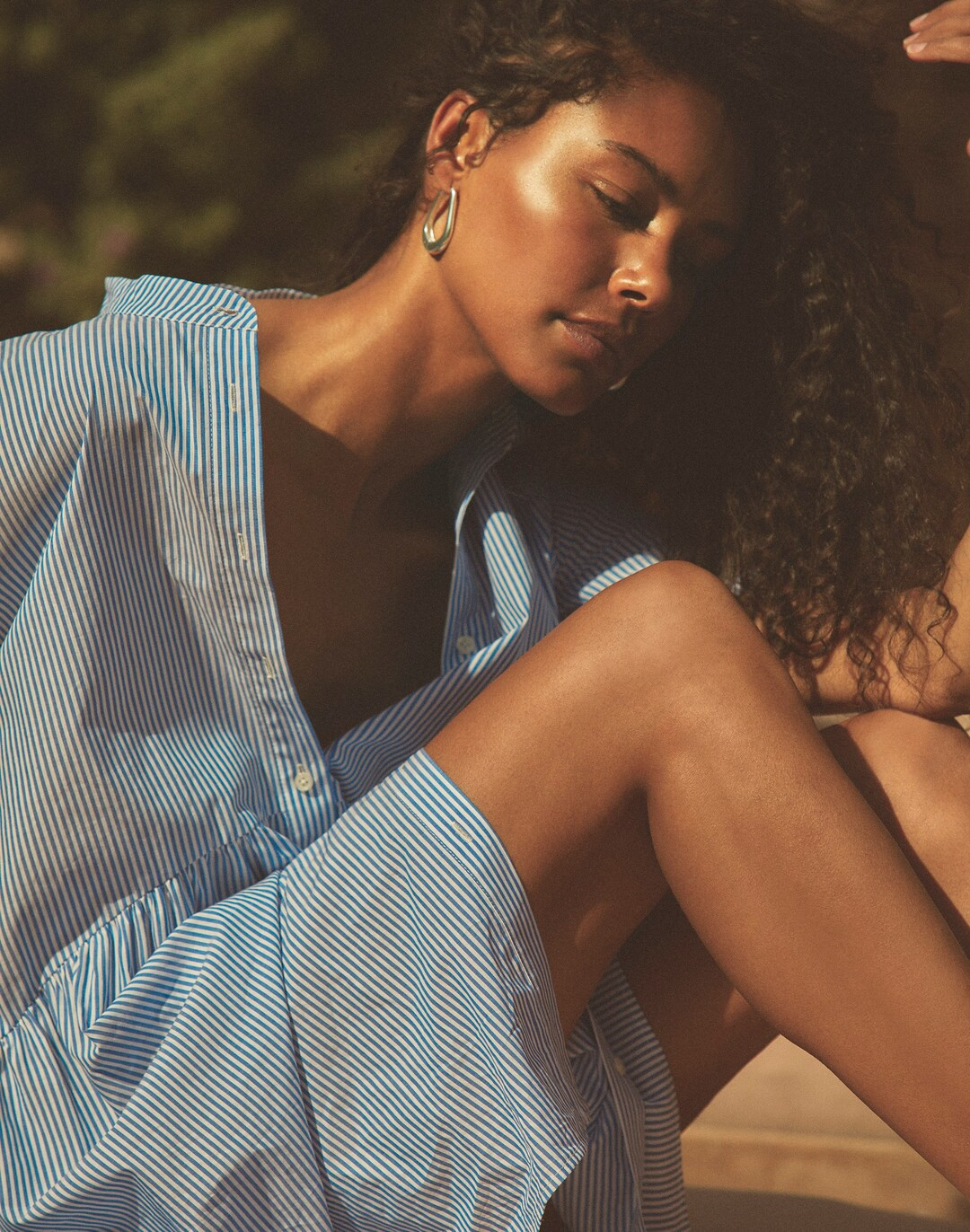 Button-Front Gathered Mini Dress in Stripe Poplin | Madewell