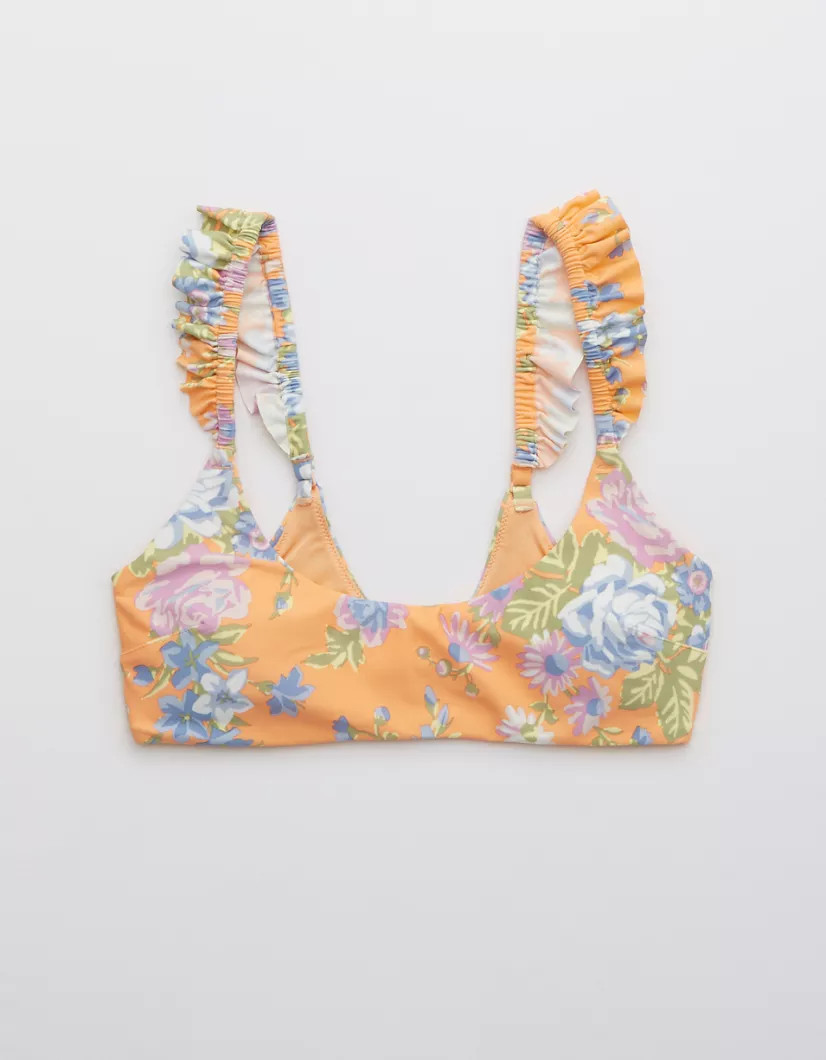Aerie Printed Ruffle Scoop Bikini Top | American Eagle Outfitters (US & CA)