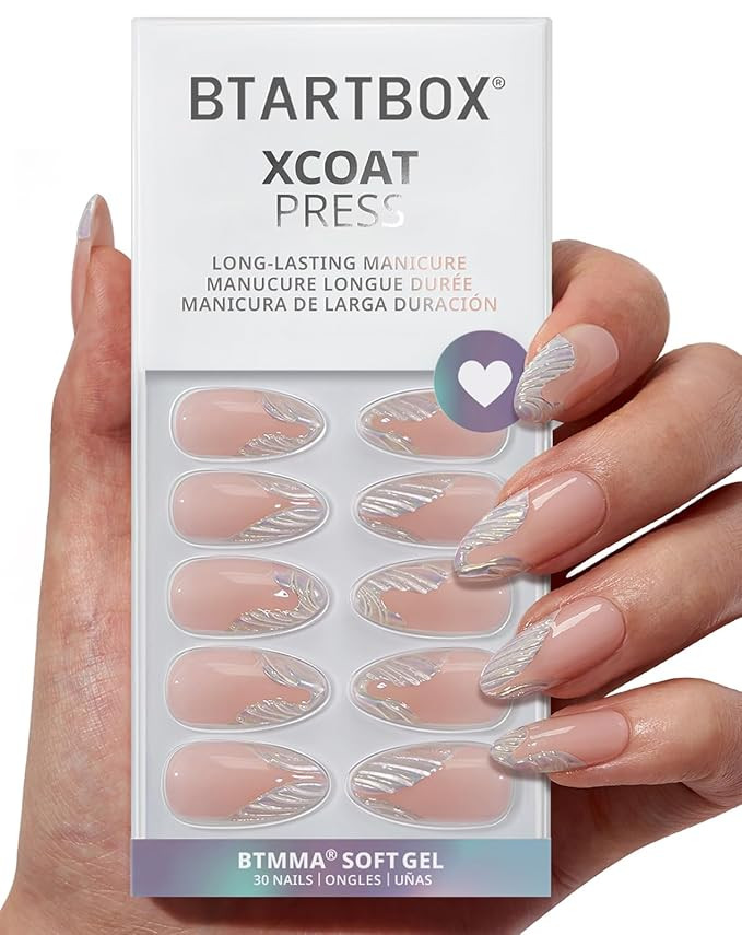 BTArtbox French Tip Press On Nails - Lamp-Curable 3D Sculpting Medium Almond Press On Nails with ... | Amazon (US)