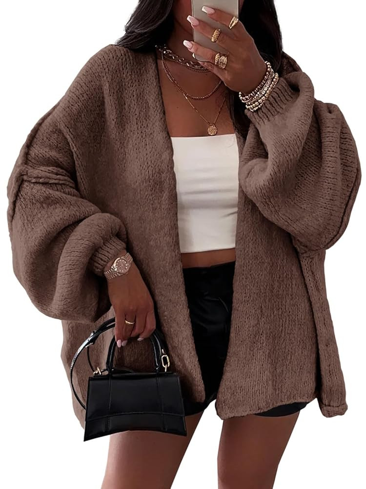 Womens Oversized Chunky Cardigan Lantern Sleeve Open Front Loose Fall Slouchy Sweater Coats | Amazon (US)