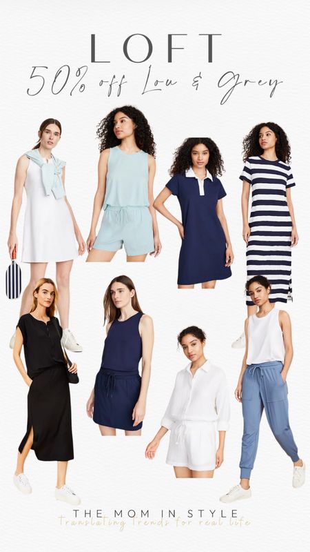 Loft 50% off Lou & Gray, spring fashion, summer fashion, white matching set, navy dress 

#LTKfindsunder50 #LTKsalealert #LTKfindsunder100