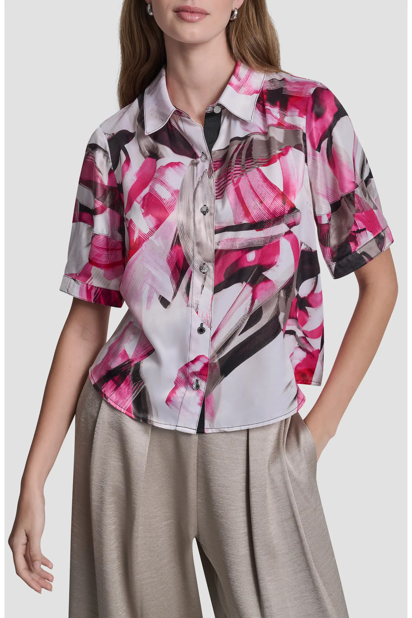 Lantern Sleeve Satin Button-Up Shirt (Women) | Nordstrom | Nordstrom