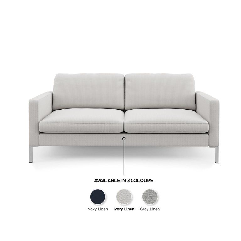 Queer Eye Fabry Modern Sofa with Metal Legs, Ivory Linen | Walmart (US)