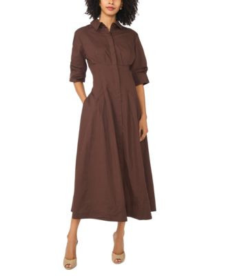 Vince Camuto Women's Collared Neck Shirt Dress - Lemon Cream | Macy's
