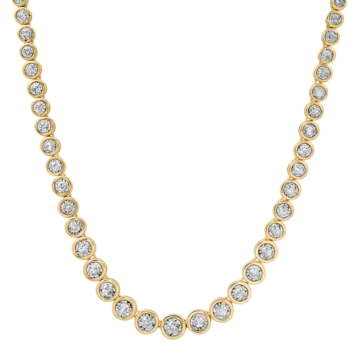 Round Bezel Set Miracle Plate Diamond Illusion Tennis Necklace | Milestones by Ashleigh Bergman