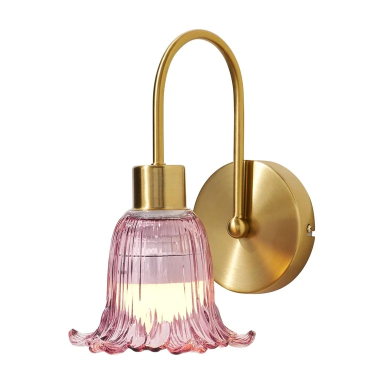 Beautiful by Drew Barrymore Pink Flower Petal LED Rechargeable Wall Sconce for Bedroom | Walmart (US)