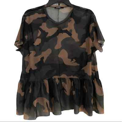 Zara sheer mesh camo camouflage babydoll top coverup | eBay US