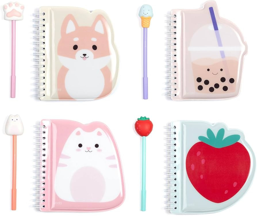 Yoobi Kawaii Mini Notebooks & Squishy Topper Pens – Cute Spiral Notebook Set with Puffy Covers ... | Amazon (US)