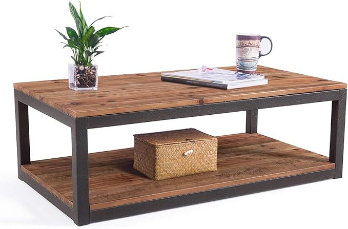 Care Royal Vintage Industrial Farmhouse 43.3 inches Coffee Table with Storage Shelf for Living Ro... | Amazon (US)