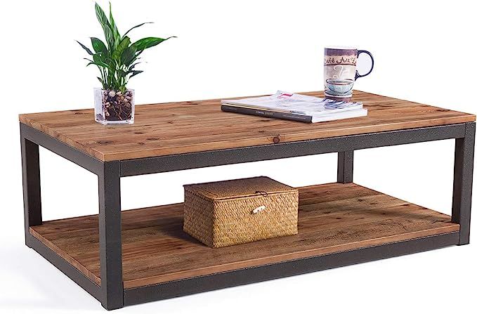 Care Royal Vintage Industrial Farmhouse 43.3 inches Coffee Table with Storage Shelf for Living Ro... | Amazon (US)