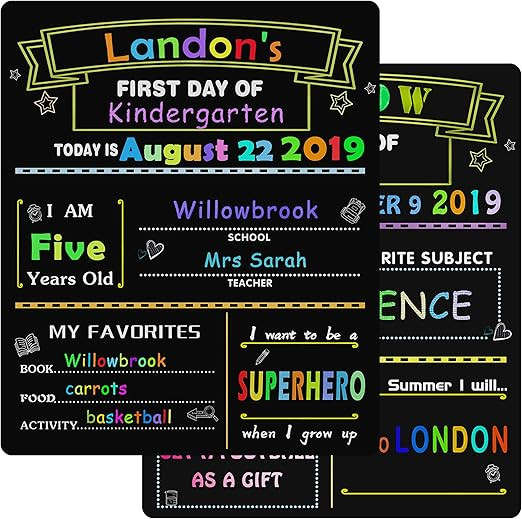 First Day and Last Day School Chalkboard - Back to School Sign 1st Day School Stats Photo Prop | Amazon (US)