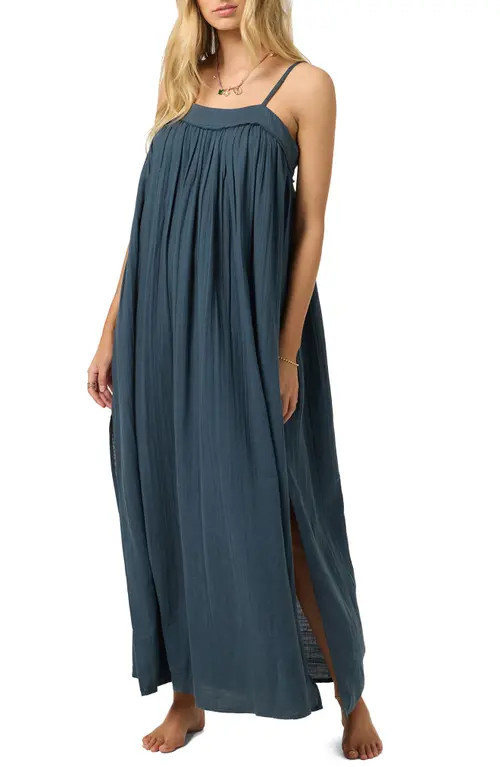 O'Neill Sai Saltwater Solids Cover-Up Cotton Maxi Dress in Slate at Nordstrom, Size Medium | Nordstrom