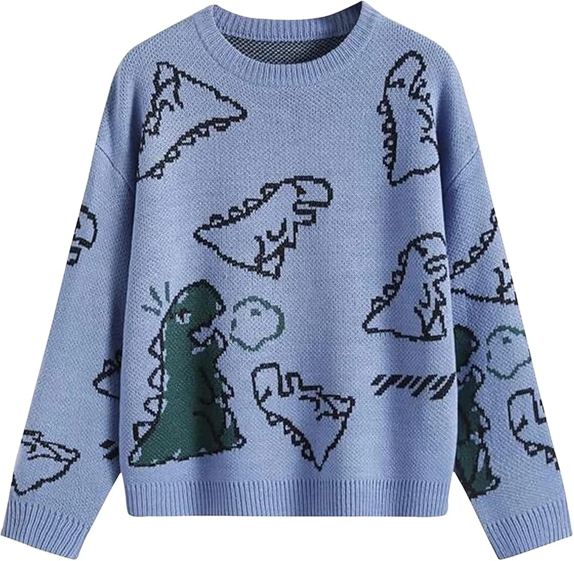 Women Dinosaur Print Knit Sweater Aesthetic Harajuku Oversized Pullover E Girl Streetwear Preppy ... | Amazon (US)