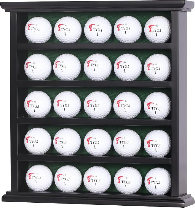 DisplayGifts Golf Ball Wood Display Case Wall Rack Cabinet No Door GB25 Black | Amazon (US)
