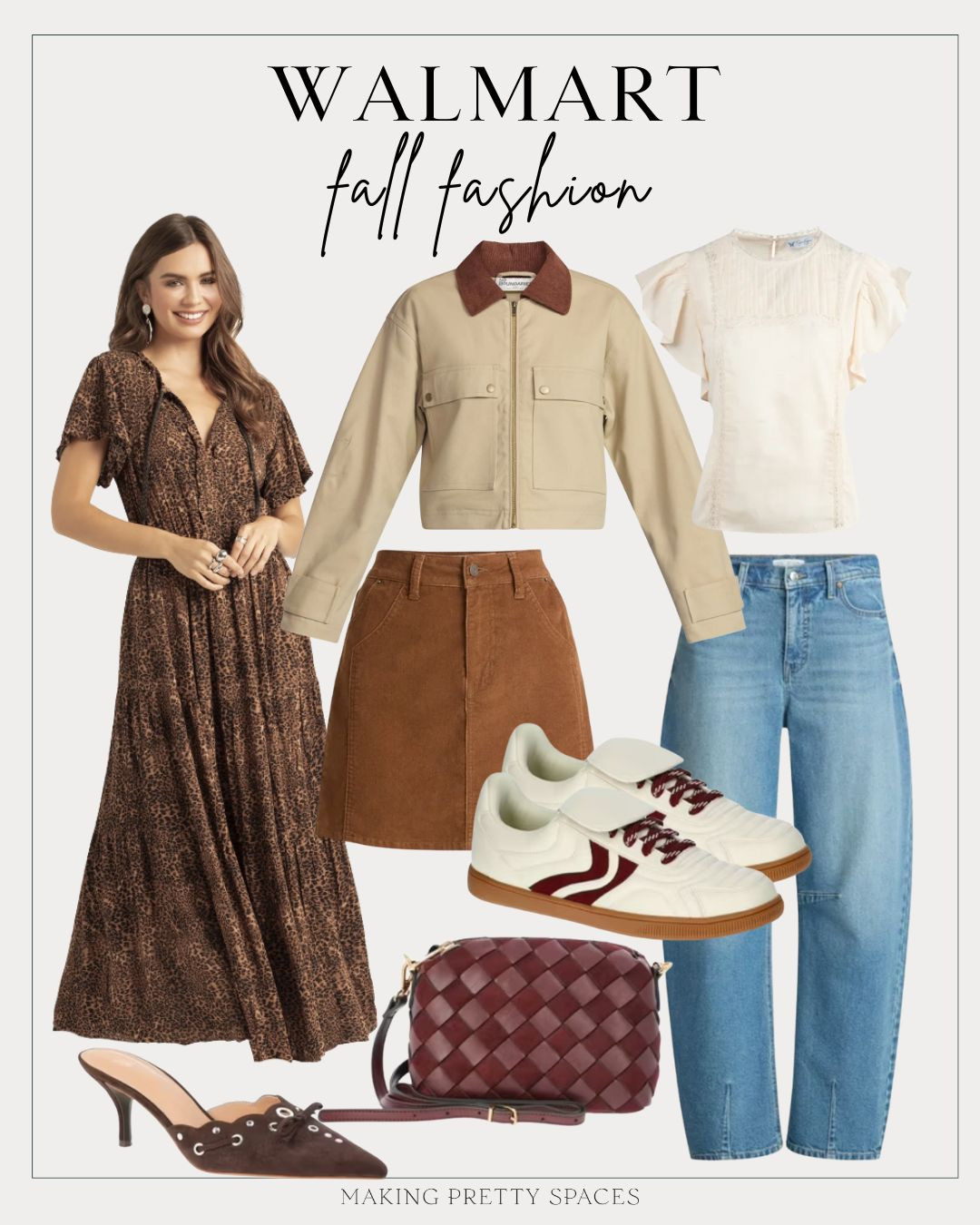 Shop these Walmart fall fashion finds! Dress, jacket, shirt, barrel jeans, woven crossbody purse, shoes, heels, fall fashion, walmart fashion 

 #LTKSeasonal #LTKSaleAlert #LTKStyleTip