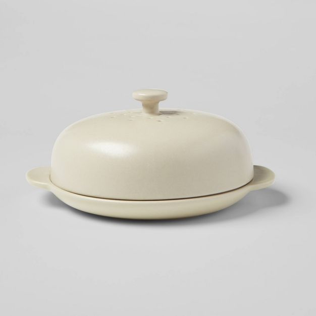 7&#34; Porcelain Coupe Brie Baker Cream with Lid - Threshold&#8482; | Target