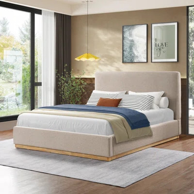 Aspen Wood Base Upholstered Boucle Platform Bed | Wayfair North America