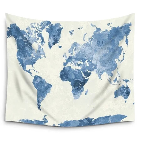 POPCreation Abstract Art Splatter Painting Watercolor Blue World Map Wall Tapestry Wall Hanging Wall | Walmart (US)