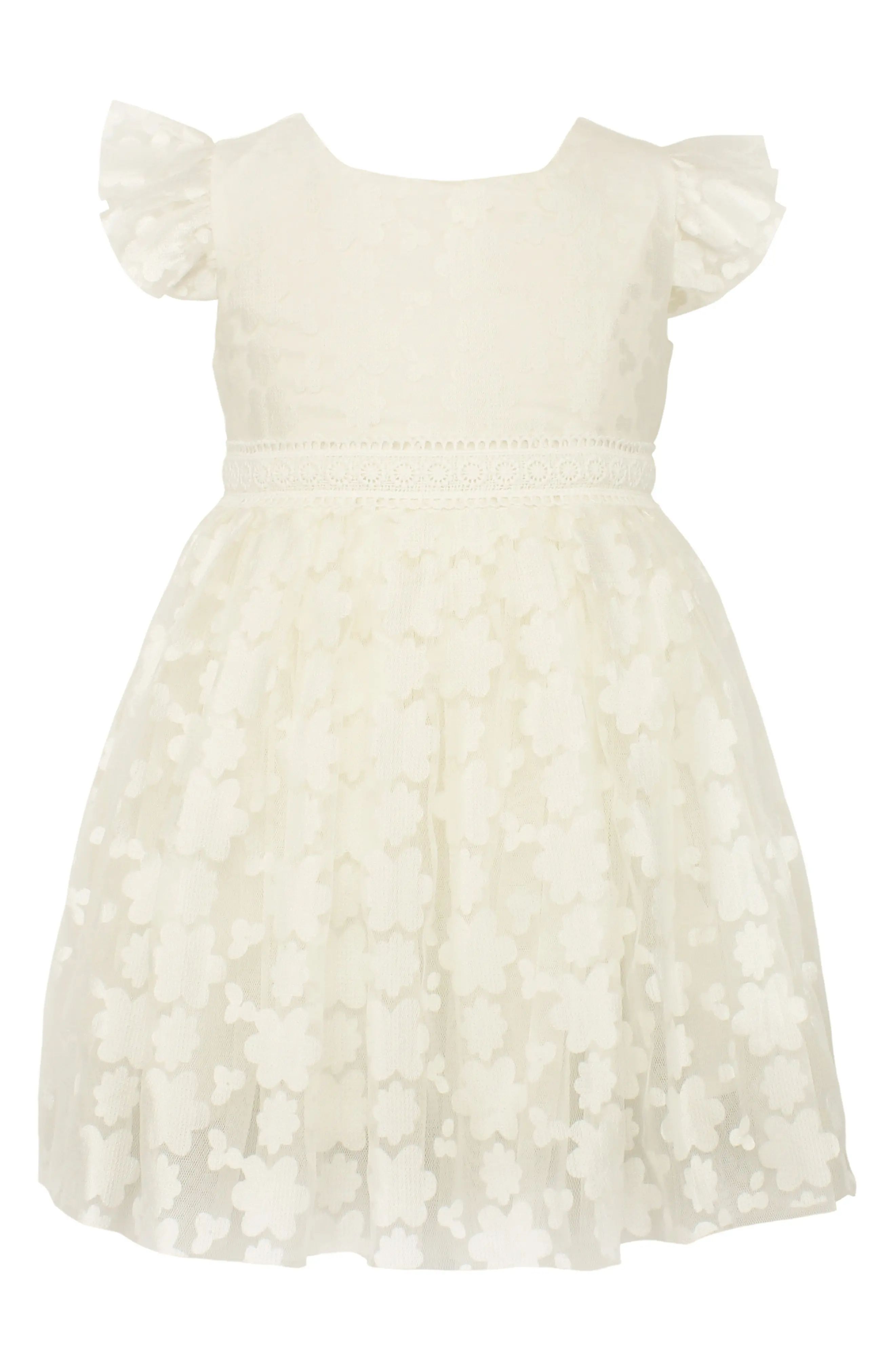 Popatu Floral Tulle Dress in White at Nordstrom, Size 12M | Nordstrom