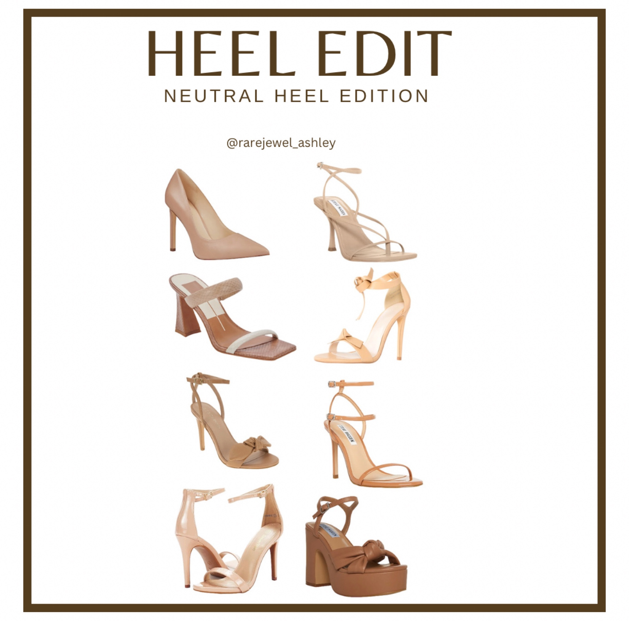 A few of my top picks for neutral colored heels for a variety of outfit options. 

#neutralheels #weddingguest #ltkunder100 #summeroutfit #traveloutfit #lotd #sotd #trending 