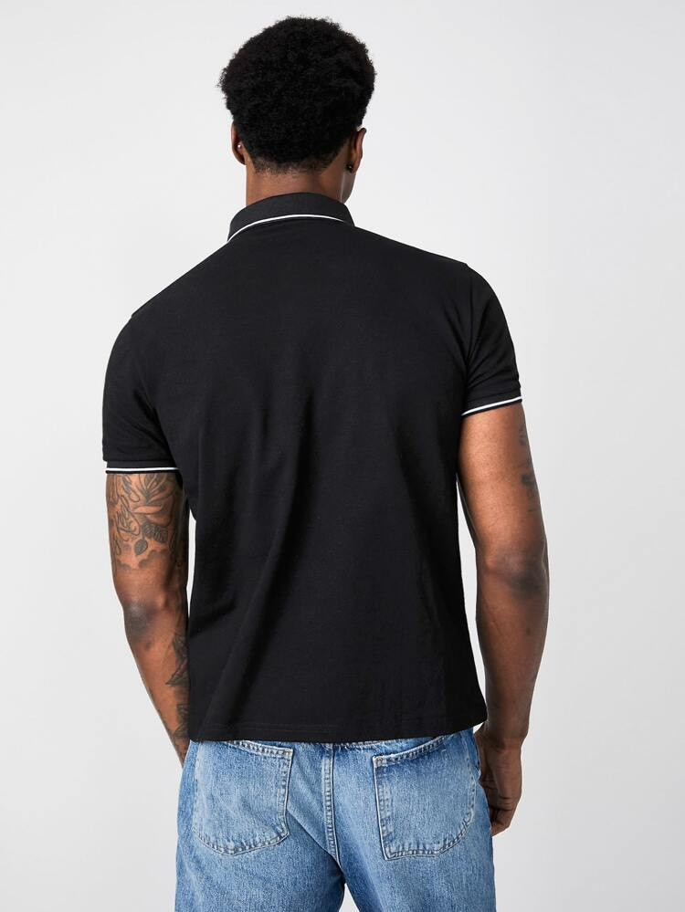 SHEIN BASICS Men Striped Trim Polo Shirt | SHEIN