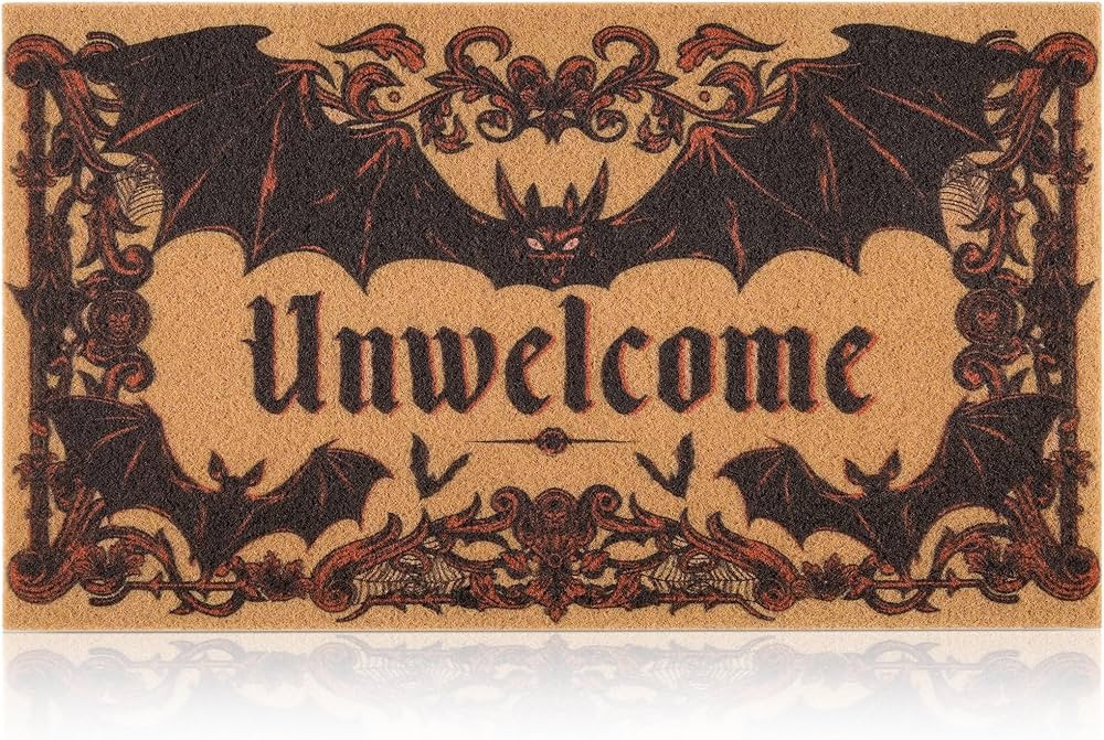 Halloween Door Mat for Front Door, Spooky Halloween Doormat with Bat, Indoor Outdoor Doormat with... | Amazon (US)