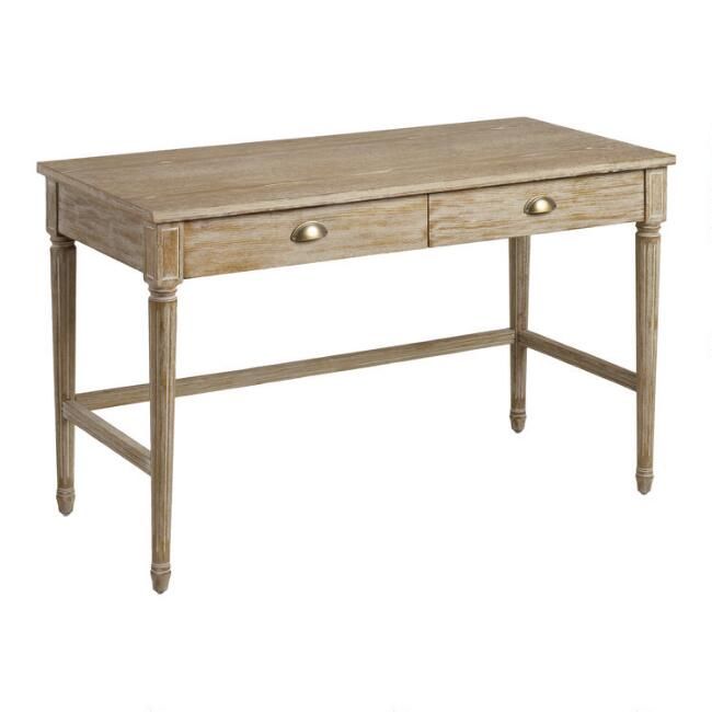 Distressed Oak Wood Paige Desk with Drawers | World Market