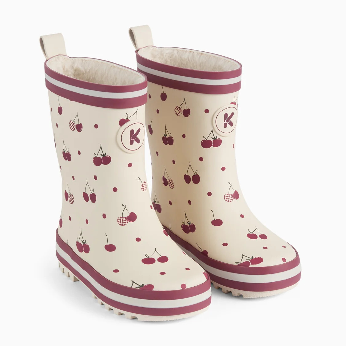 KIDLY by MORI Fleece Lined Rain Boots - Cherry | Baby Mori (US)