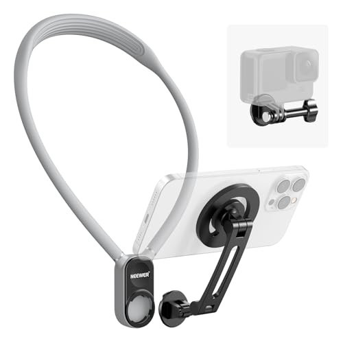 Neewer Magnetic Neck Holder for Action Camera Phone Hands Free Neck Tripod Chest Mount Compatible with GoPro DJI Insta360 iPhone15 Android Neck Phone Holder for POV Vlog, Gray, GP16 | Amazon (US)