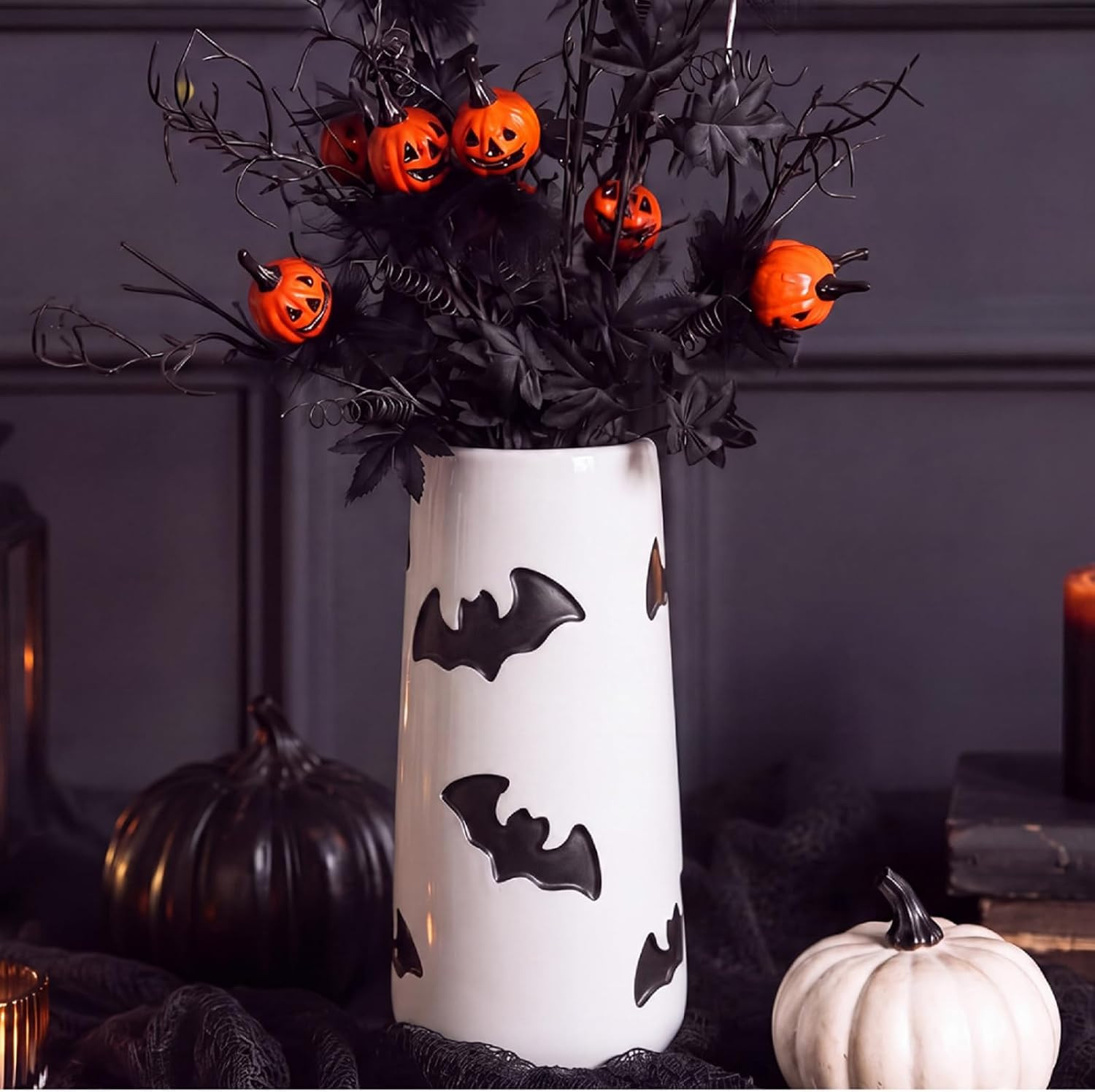 Vesici Halloween Ceramic Bat Vase 7.8" H Table Centerpieces for Flowers | Amazon (US)